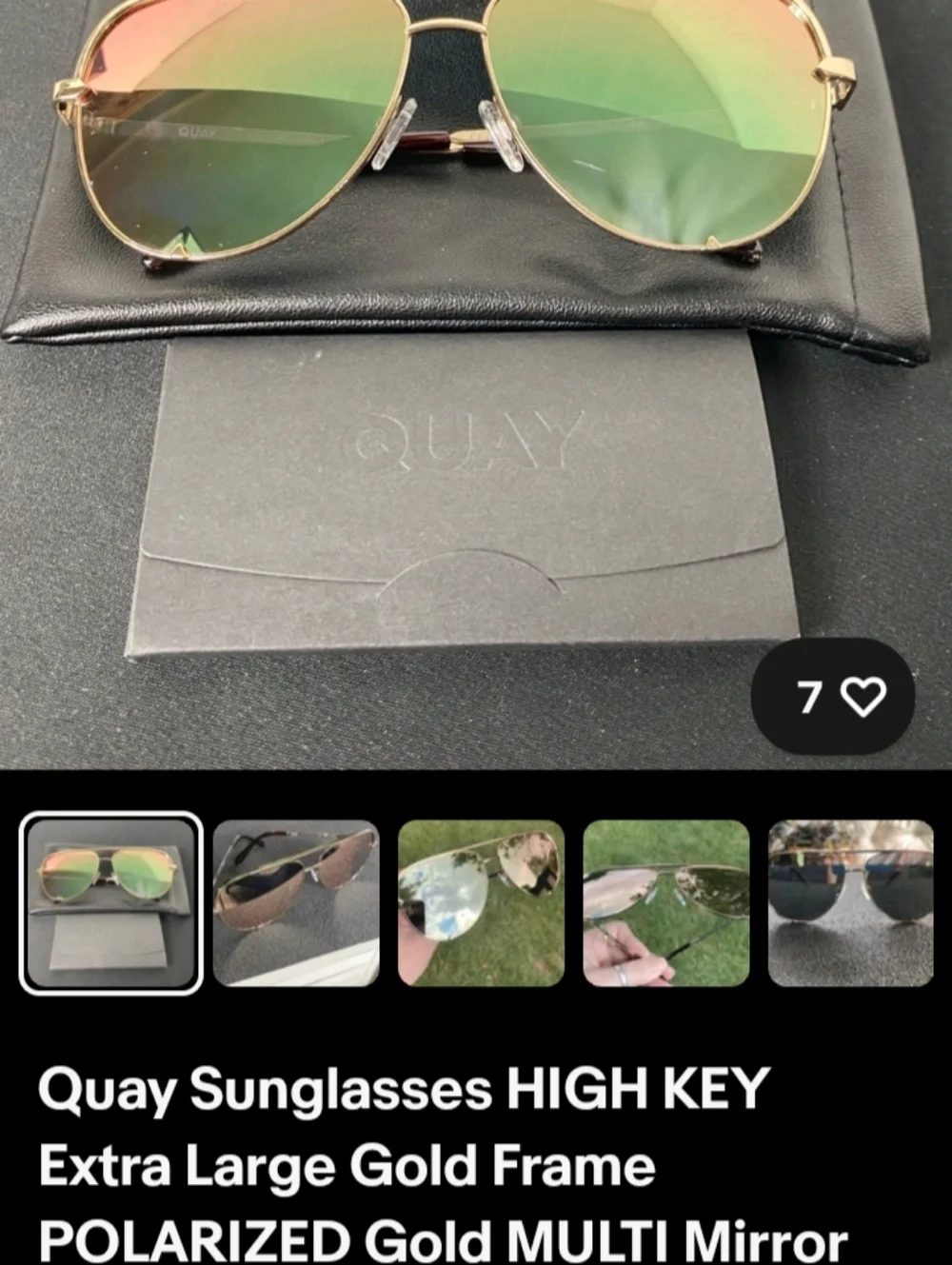 Quay High Key Aviator Sunglasses - Gold Frame with Green/Gold Mirror # VIVIENNE